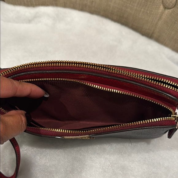 Coach Signature Brown and Red Wristlet - Picture 6 of 8